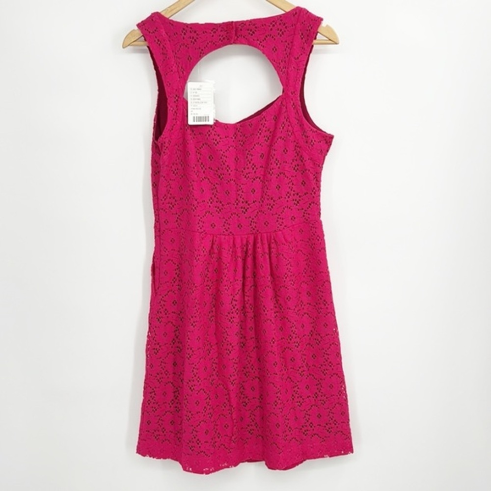 Anthropologie Deletta Silverfield Pink Sweetheart Lace Cutout Dress Size Medium - Picture 8 of 13
